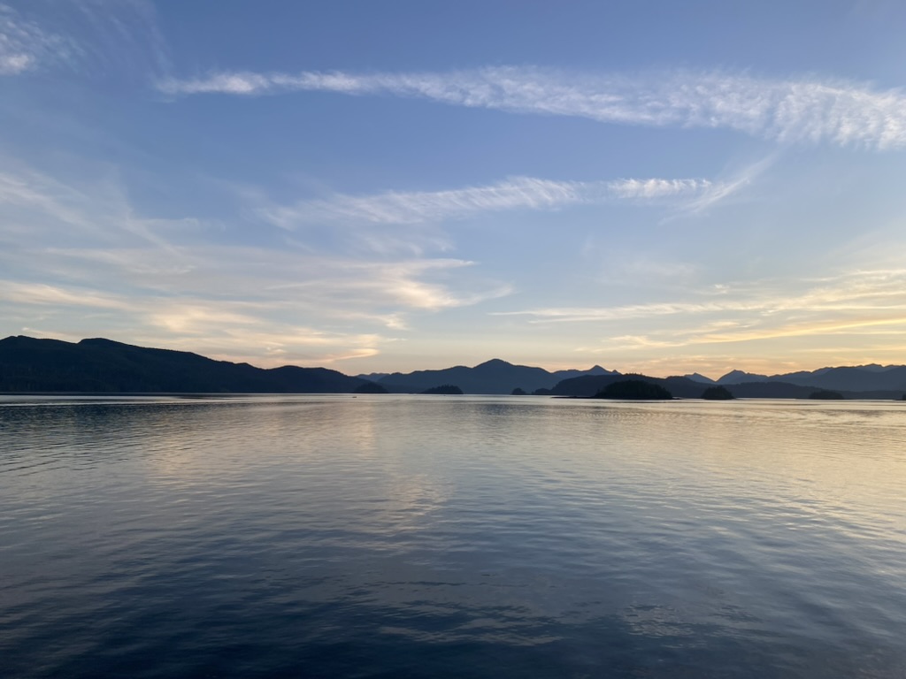 Sky,ocean,mountain at night